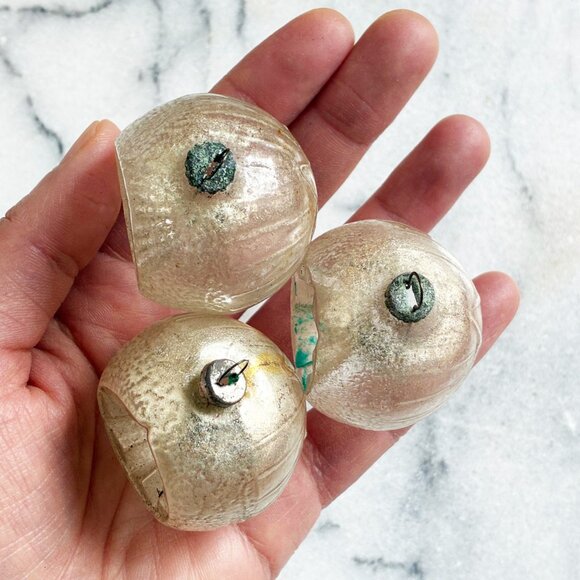 Vintage Lot 3 Glass Indent Unsilvered BALL STAR Feather Tree Christmas Ornament - Picture 5 of 7